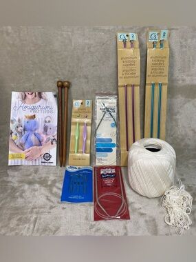 Knitting Needles Circular Crochet Hooks Lot Thread Bundle Mixed Sizes Wood
